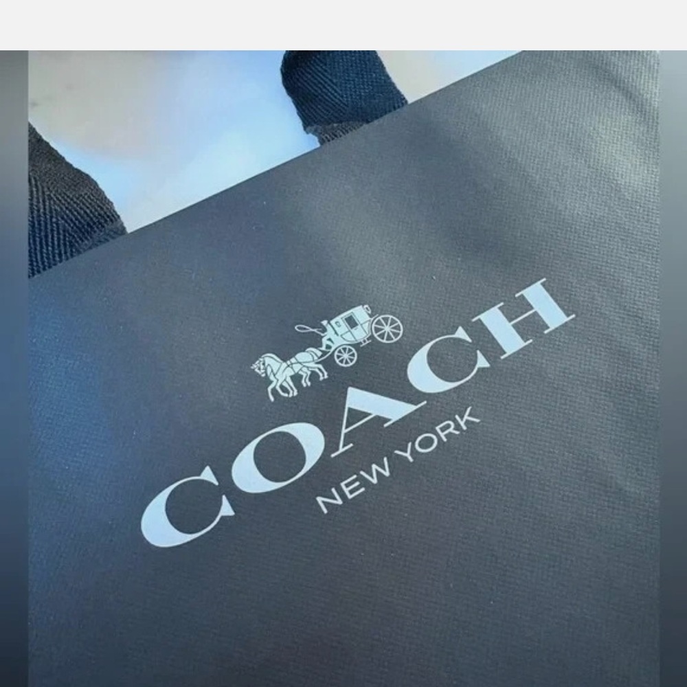 2 COACH NY Logo Reusable Black Paper Shopping Bags Envelope NEW White Dust Bag - Picture 10 of 16